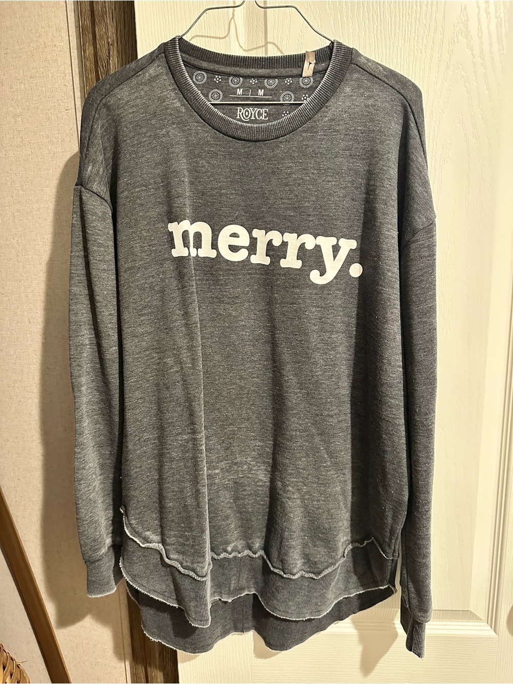 Royce 'Merry.' Long Sleeve Crewneck Sweatshirt - Gray